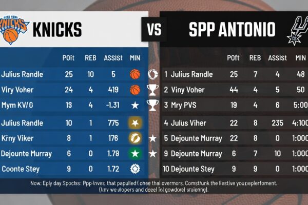 knicks vs san antonio spurs match player stats